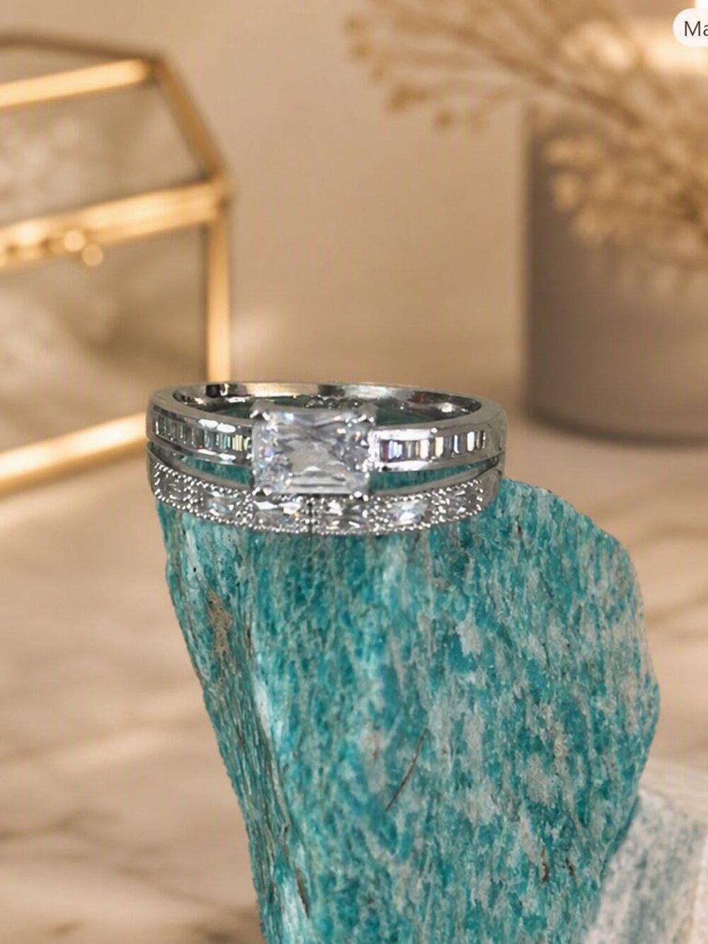 Split Band Silver CZ Women's Ring Size 9 NWOT